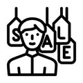 salesman shop season discount line icon vector illustration