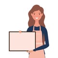 Saleswoman cartoon with apron and banner vector design