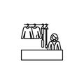 saleswoman of clothes outline icon. Element of shopping icon for mobile concept and web apps. Thin line saleswoman of clothes icon