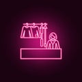 saleswoman of clothes outline icon. Elements of Mall Shopping center in neon style icons. Simple icon for websites, web design, Royalty Free Stock Photo