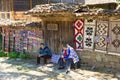 Saleswoman home carpet in the Bulgarian village of Zheravna Royalty Free Stock Photo