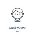 saleswoman icon vector from mall collection. Thin line saleswoman outline icon vector illustration. Linear symbol for use on web