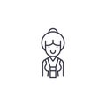 Saleswoman linear icon concept. Saleswoman line vector sign, symbol, illustration.