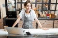 Saleswoman working at the cafe or confectionery shop Royalty Free Stock Photo