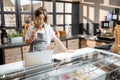 Saleswoman working at the cafe or confectionery shop Royalty Free Stock Photo