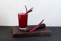Salgam or fermented beet juice. Popular Turkish drink. Selective focus, space for your text