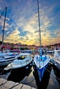 Sali village sunset in harbor vertical view Royalty Free Stock Photo