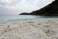 Saliara Beach (called Marble Beach), beautiful white beach in Thassos island, Greece Royalty Free Stock Photo