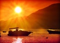 Saliboat in sunset Royalty Free Stock Photo
