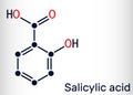 Salicylic acid molecule. It is a type of phenolic acid. Skeletal chemical formula Royalty Free Stock Photo