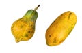 two fresh ripe papayas on a white background Royalty Free Stock Photo