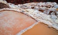 Salinas de Maras is located along the slopes of Qaqawinay mountain Royalty Free Stock Photo