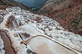 Salinas de Maras,Peru . Salt natural mine. Inca Salt pans at Maras in Sacred Valley, Peru Royalty Free Stock Photo