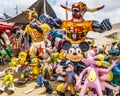 Salinas, Ecuador - December 31, 2015 - Manijotes, or paper mache manniquins are made to be burned at midnight on New Years Eve