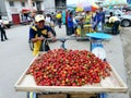 Street vendor of strawberries in Salinas, Ecuador Royalty Free Stock Photo