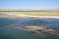 Saline-alkali lake and soil Royalty Free Stock Photo