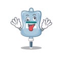 Saline bag Cartoon character style with a crazy face