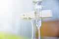 Saline bag and saline for intravenous infusion for patient in hospital Royalty Free Stock Photo