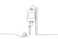 Saline Bottle, catheter, syringe, injection, drop counter, Medical Dropper, medical supplies, equipment one line art Royalty Free Stock Photo