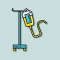 saline bottle on stand. Vector illustration decorative design