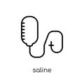 Saline icon. Trendy modern flat linear vector Saline icon on white background from thin line Health and Medical collection