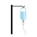 Saline solution bottle hanging on hanger pole Royalty Free Stock Photo