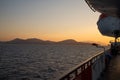 Saling to Elba at sunset. Elba Island, Tuscany, Italy Royalty Free Stock Photo