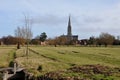 Salisbury Cathedral from Ancient Water Meadows, Wiltshire, England Royalty Free Stock Photo