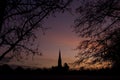 Salisbury cathedral silhouette Royalty Free Stock Photo