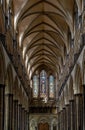 View of the side nave in the historic Salisbury Cathedral