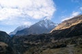 Salkantay mountain peak towering over andes landscape peru Royalty Free Stock Photo