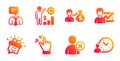 Sallary, Success business and Support service icons set. Vector