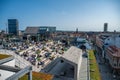 Salling ROOFTOP at Aarhus, Denmark during great weather and daylight, lots of people on the observation platform