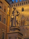 Sallustio Bandini Statue in the Piazza Salimbeni of Siena, Italy During the Evening Royalty Free Stock Photo
