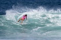 Sally Fitzgibbons Surfing in the Triple Crown Royalty Free Stock Photo