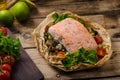 Salmon baked in papillote