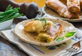 Salmon and basil butter filo parcels