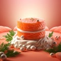 Salmon Cake A Creamy Dessert With Conceptual Digital Art