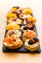 Salmon bruschetta - food art Royalty Free Stock Photo