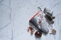 Salmon carcass on a marble background Royalty Free Stock Photo