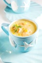 Salmon and corn chowder Royalty Free Stock Photo