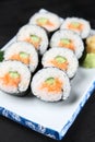 Salmon and cucumber sushi roll Royalty Free Stock Photo