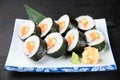 Salmon and cucumber sushi roll Royalty Free Stock Photo