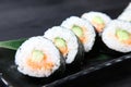 Salmon with cucumber sushi roll Royalty Free Stock Photo