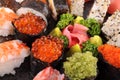 Salmon eggs sushi - Ikura sushi Royalty Free Stock Photo