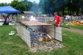 Salmon expertly barbecued over an alder wood fire