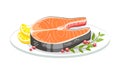 Salmon festive food fish dinner on the white plate Royalty Free Stock Photo