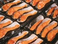 Salmon Fillet Fresh Fish in Package Supermarket fresh food product