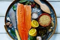 Salmon fillet and ingredients Royalty Free Stock Photo