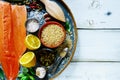 Salmon fillet and ingredients Royalty Free Stock Photo